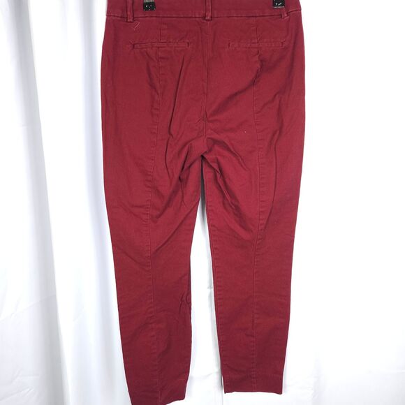 J Crew Womens 2 30x26 Red Burgundy Straight Leg Mercantile Ankle Cropped Pants - Picture 2 of 9